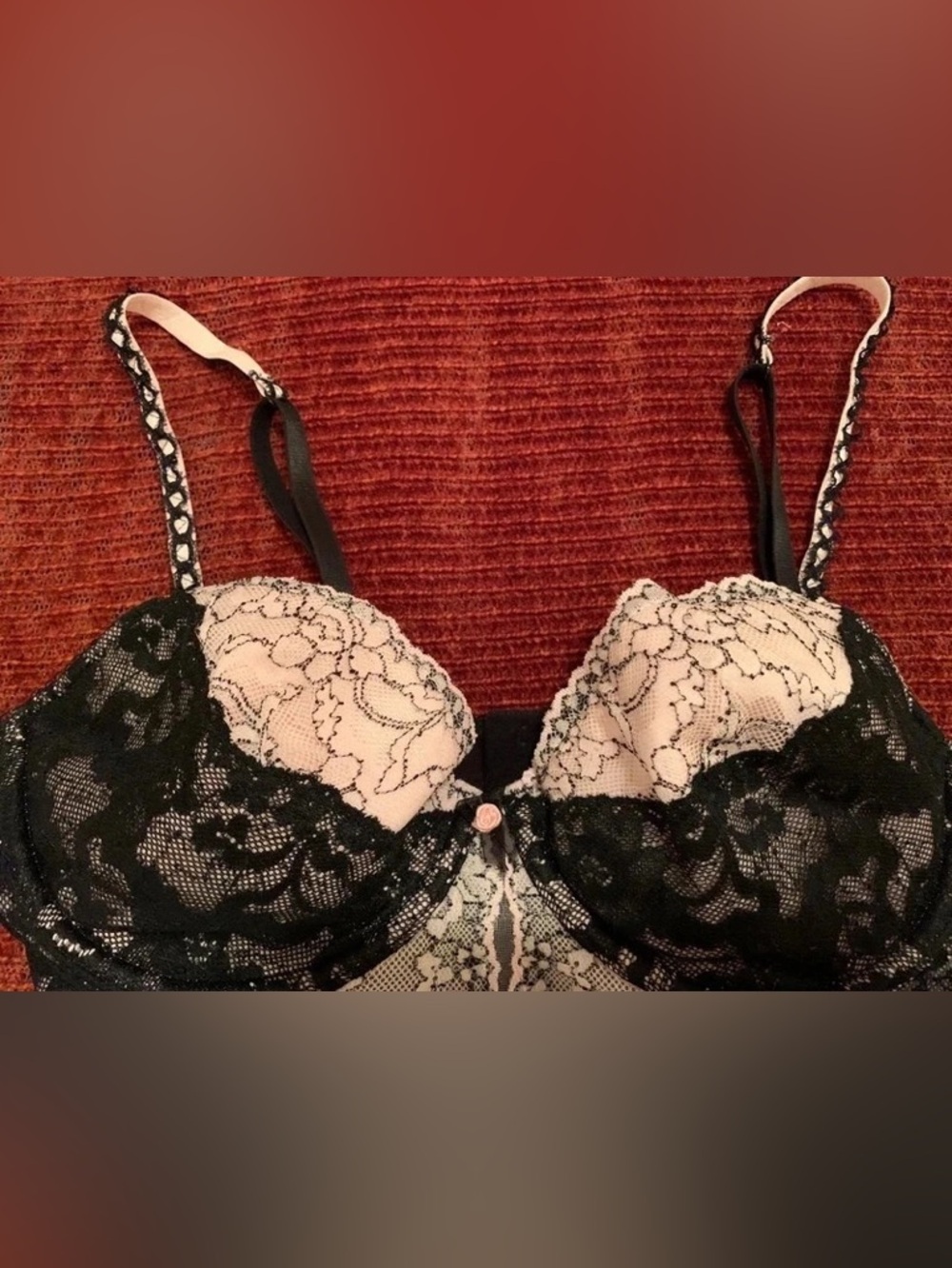 Black & Pink Lace Bra Lingerie Corset - Picture 8 of 11